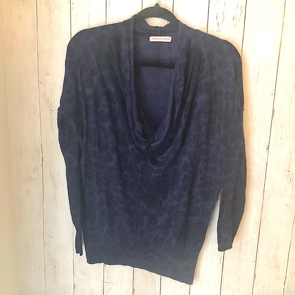 Rebecca Taylor Blue Wool‎ Blend Cowl Neck Knit Longsleeve Sweater Medium